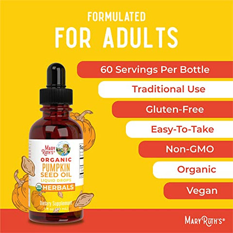 MaryRuth Organics - Óleo de Semente de Abóbora Orgânico MaryRuth | Extração a Frio | Suprimento de 2 Meses | Líquido de Semente de Abóbora Orgânico Certificado pelo USDA para Homens e Mulheres | Saúde Urinária Masculina | Sem Açúcar | Vegano