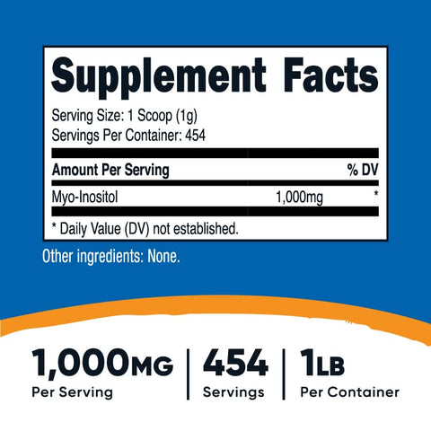 Inositol em Pó 454g – Livre de Glúten, Não-OGM - Nutricost