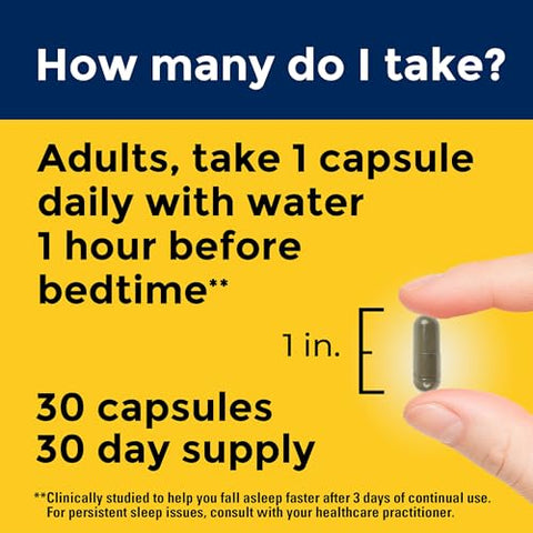 Raiz de Valeriana para Suporte ao Sono, Auxílio para Dormir sem Melatonina para Adultos, 30 Cápsulas de Raiz de Valeriana, Suprimento de 30 Dias - Nature Made