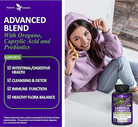 Candida Complex – Complexo de Orégano e Ácido Caprílico, Equilíbrio da Flora Intestinal, Saúde Intestinal - Potent Garden