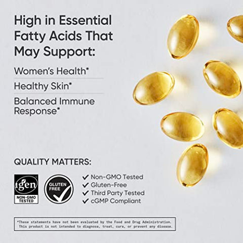 Óleo de Prímula Sports Research (500mg) Prensado a Frio, Sem Preenchedores ou Ingredientes Artificiais, Testado Não-OGM – Sem Glúten
