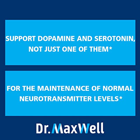 Dr. Maxwell - Suplementos de Serotonina e Dopamina, Melhores que o Suporte Apenas para Dopamina ou Serotonina. Ajuda a Manter Níveis Normais de Neurotransmissores. Mucuna Pruriens, 5-HTP, 60 Cápsulas para Mulheres e Homens