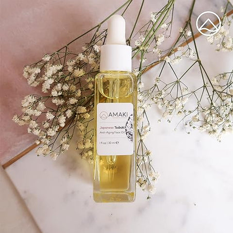AMAKI SKINCARE - Óleo de Tsubaki Japonês – Melhor Hidratante Facial. Óleo Facial para Gua Sha, Anti Envelhecimento, Hidratação e mais! Hidratante Facial para Mulheres por Amaki (30ml)