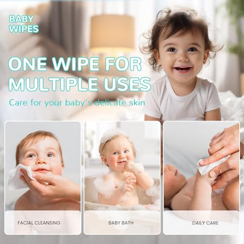 Lenços Umedecidos para Bebê – HAPPY BUM Tamanho Extra Grande, Design, 100% Fibra Vegetal, Lenços Descartáveis para Pele Sensível, Limpeza Rosto Mãos Corpo, 400 Unidades (4…)