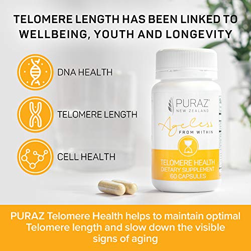 PURAZ - Suplementos de Telômeros com Extrato Potente de Raiz de Astragalus e Colágeno | Suporte Imunológico Superior, Anti-Envelhecimento, Reparo de DNA | Enzima Pura de Telomerase para Alongamento de Telômeros e
