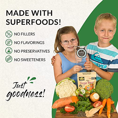 Pó de Vegetais para Crianças Veggie Boost Probióticos Fibras Super Verdes Proteína de Ervilha Suplemento Nutritivo Saboroso 100g - Mavella