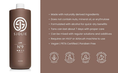 SJOLIE SUNLESS - SJOLIE Violet Spray Tan Solution Luxe 9 – Mistura Média | Solução Autobronzeadora Hidratante para um Bronzeado Profundo e Marrom (32ml)