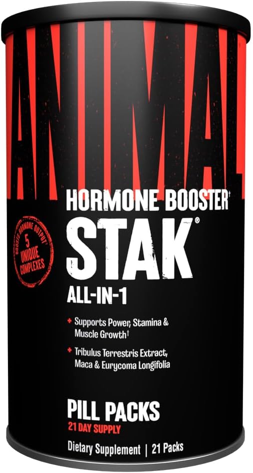 Stak – Booster Natural de Hormônios Completos com Tribulus – Impulsionador Natural de Testosterona para Atletas – Bloqueadores de Estrogênio – Ciclo de 1 Mês - Animal
