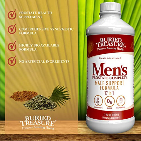 Buried Treasure - Tesouro Escondido: Fórmula Natural de Suplemento Completo para a Próstata Masculina com Saw Palmetto, Casca de Pygeum – 60 Cápsulas