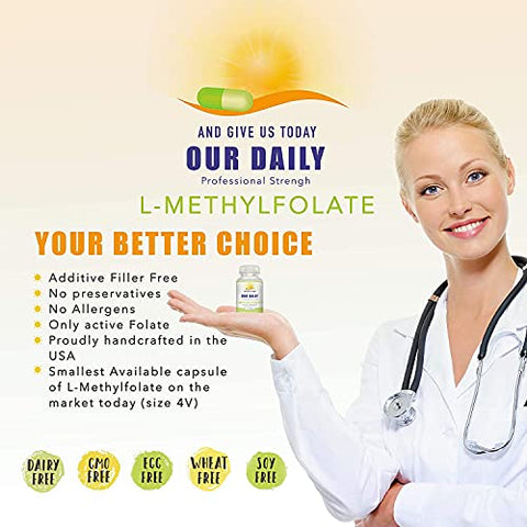 AND GIVE US TODAY OUR DAILY - L-Methylfolate 15 mg / 15000 mcg – Fólico Ativo de Força Máxima, 5-MTHF, Cápsulas Vegetarianas 90 Unidades (Fornecimento de 3 Meses)