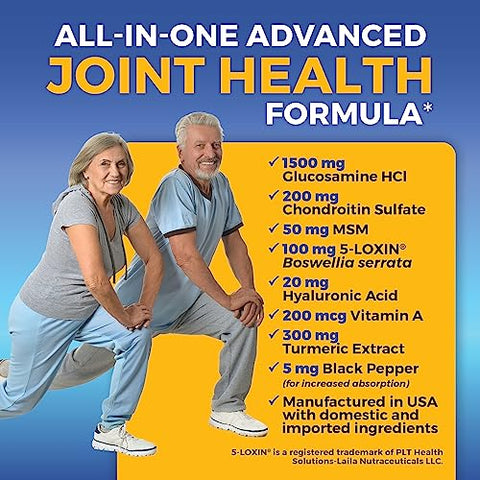 Viva Naturals - Suplemento Articular Glucosamina Condroitina MSM, 90 Cápsulas – com Cúrcuma, Pimenta Preta, Boswellia e Ácido Hialurônico – Saúde Articular para Mobilidade