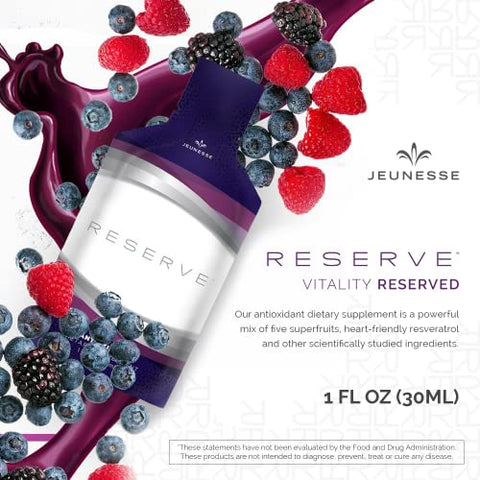 Reserve – Suplemento Nutricional Antioxidante de Frutas, 30ml, 30 Pacotes por Caixa (Pacote com 3) - Jeunesse Global