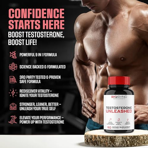 EPN Supplements - BioSync | Suplemento Potencializador de Testosterona para Homens | Dosagem Máxima para Ganho de Massa Muscular Magra, Força e Performance Masculina