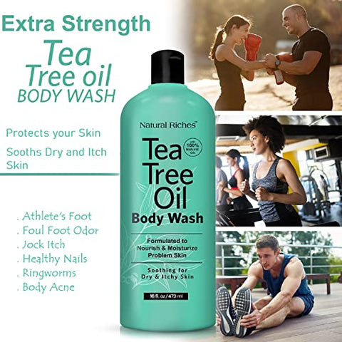 Óleo de Melaleuca Natural Riches Body Wash, 2×480 ml – Calmante, Hidratante e Suave para Pele Normal, Mista, Sensível, Oleosa e Seca