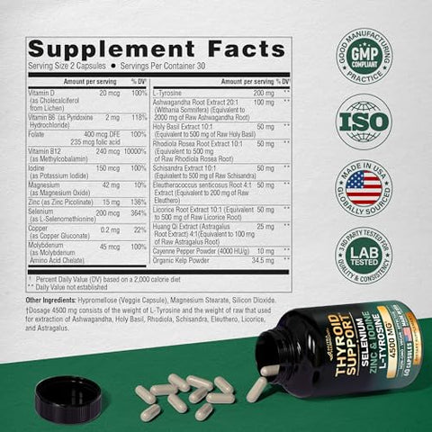 NUTRAHARMONY - Suporte para Tireoide para Mulheres – Selênio 200 mcg | Zinco – Marca em Destaque