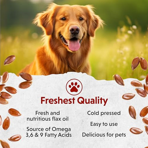 Barlean's - Barlean’s Óleo de Linhaça para Animais, Ômega 3 Líquido Essencial para Pele e Pelagem, Óleo para Cães e Gatos, Pets, 12 oz (355 ml)