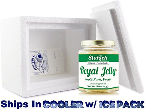Fresh Royal Jelly – Puro, Natural – Sem Aditivos/Sabores/Conservantes – 227g - Stakich
