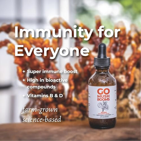 GO Mushrooms - Tintura de REISHI – Suplemento de Corpo Frutífero de Cogumelo Extraído em Dual para Apoiar o Descanso
