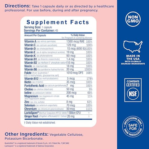 Mommy's Bliss - Mommy’s Bliss – Multivitamínico Probiótico Pré-Natal para Mulheres c/ Ácido Fólico, Apoia o Desenvolvimento do Bebê