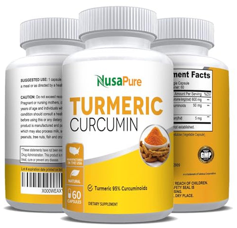 Curcuma Turmeric 600 mg – Vegetariano | Cúrcuma em Cápsulas 600 mg – Marca NusaPure - NusaPure