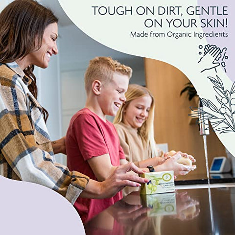 Carolina Castile Soap - Sabonete Vegano de Castela Carolina – 6 Barras de Sabonete Natural para Homens, Mulheres e Crianças – Suave e Hidratante com Manteiga de Cacau Orgânica – 100g cada