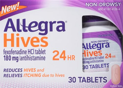 Hives – Comprimidos Antialérgicos Não Sonolentos, 30 Unidades, Redução de Urticária 24 Horas - Allegra