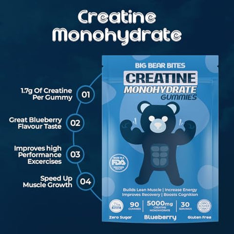 Big Bear Bites - Gomas de Creatina Monohidratada para Homens – Aumente sua performance com gomas de creatina g – Produto de qualidade superior