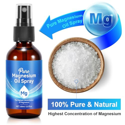 Generic - Spray de Magnésio 2 unidades, Óleo de Magnésio para Pés, Corpo, Pele, Sono, Relaxamento Muscular, Óleo de Magnésio Tópico 100% Puro e Natural, Fácil Absorção