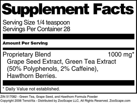 Terravita - High Blood Pressure Support Powder – Green Tea, Grape Seed and Hawthorn (1 oz, ZIN: 517082) – 3 Pack