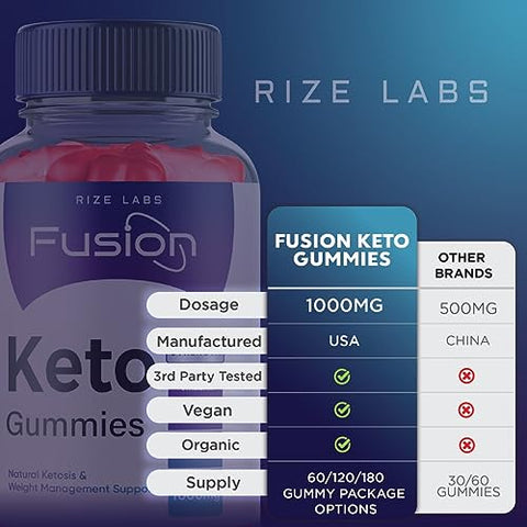 rize labs - (3 Pack) Gomas Keto Fusion ACV, Gomas de ACV para Emagrecimento Avançado, Gomas Keto Fusion para Controle de Apetite, KetoFusion para Prevenir a Formação de Gordura, Avaliações KetoFusion