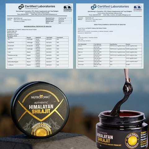 NutroTonic LLC - NUTROTONIC Autêntico Himalaia SHILAJIT | Selvagem Acima de 17000 FT | 100% Seco ao Sol | Resina Premium Orgânica Mais Potente | Testado em Laboratório de Terceiros | Fulvic
