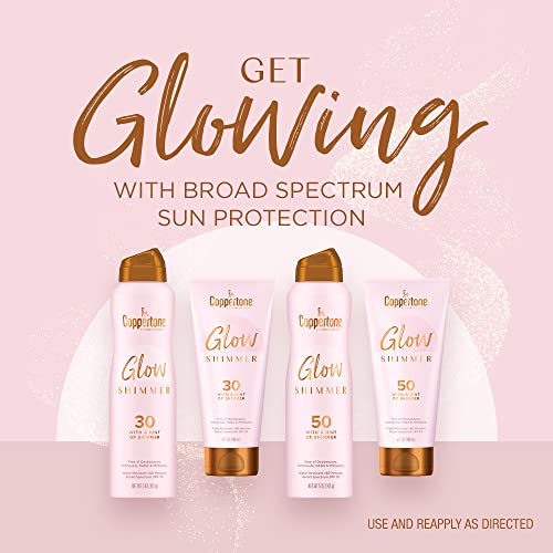 Glow com Brilho Protetor Solar Spray FPS 50, Resistente à Água, Amplo Espectro FPS 50, 150 ml Spray, Pacote com 2 - Coppertone