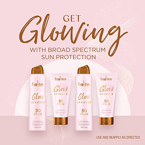 Glow com Brilho Protetor Solar Spray FPS 50, Resistente à Água, Amplo Espectro FPS 50, 150 ml Spray, Pacote com 2 - Coppertone