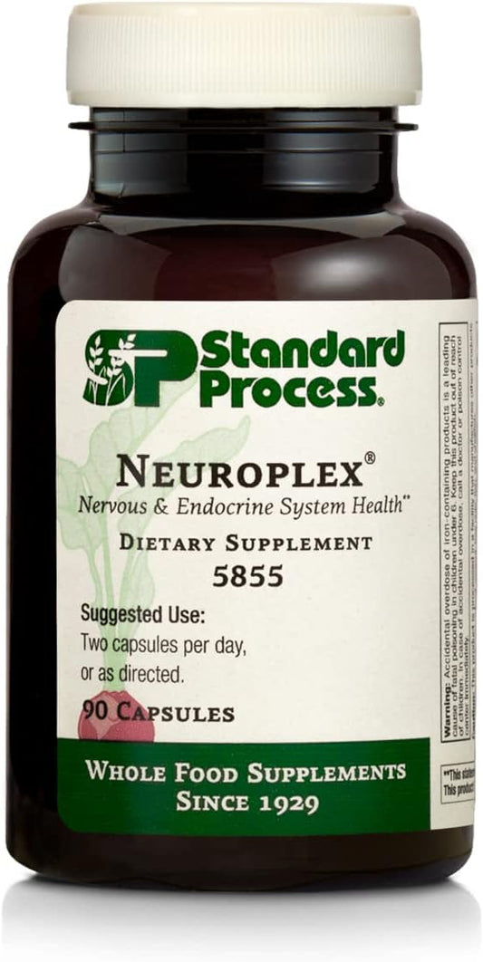 Standard Process Inc. - Neuroplex Standard Process – Suplementos para o Sistema Nervoso à Base de Alimentos Integrais, Saúde Cerebral e Suporte Cerebral com Tiamina, Musgo Espanhol, Riboflavina, Lactato de Cálcio, Vitamina B6, Niacina