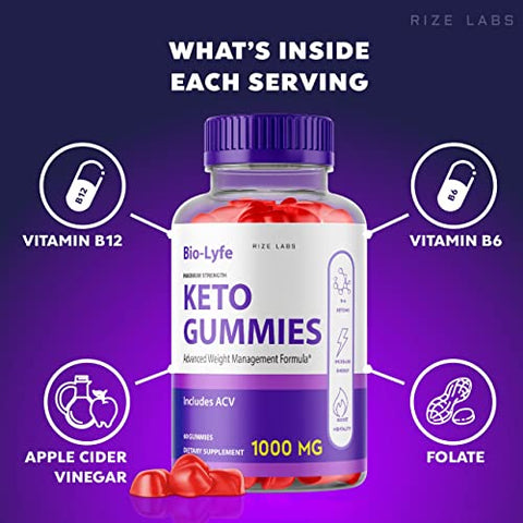 rize labs - BioLyfe Keto ACV Gummies Fórmula Avançada de Maçã BioLyfe Vinagre de Maçã Máxima Potência (180 Gummies)