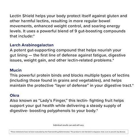 Lectin Shield™: Suplemento para Saúde Intestinal e Fortalecimento Digestivo, 120 Cápsulas - Gundry MD