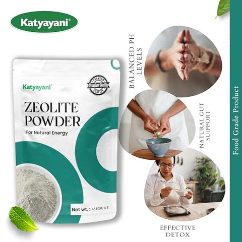 Zeolite em Pó 454g | Ultra Fino | Clinoptilolita 95% | Mineral Natural | Suplemento de Zeolite em Pó - Katyayani