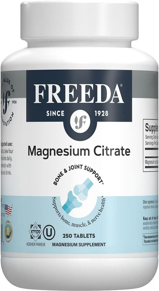 FREEDA - Freeda Magnesium Citrate 400mg – Suplemento de Magnésio Puro em Comprimidos – Mineral de Magnésio em Citrato – Suplemento de Magnésio Citrato – Suplemento Mineral de Magnésio – Magnésio 400mg