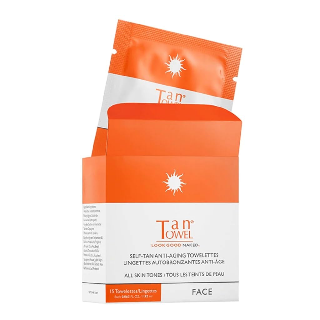TanTowel Face Tan Towelettes – 15 Unidades, Todos, 15 Contagens (Embalagem de 1) | Toalhetes Autobronzeadores para o Rosto