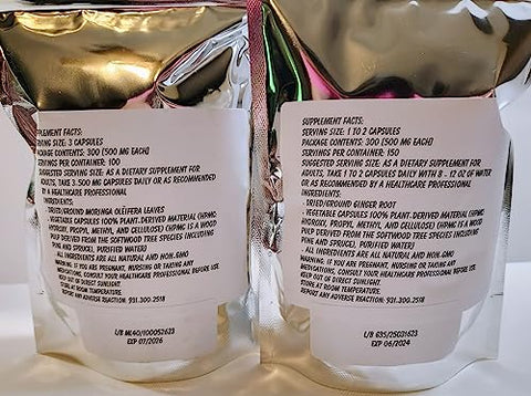 Paisley Farm and Crafts - Cápsulas de Raiz de Gengibre e Folha e Semente de Moringa – Embalagens Econômicas (Raiz de Gengibre Moringa Leaf) – Suplemento Herbal – Feito Fresco Sob Demanda!
