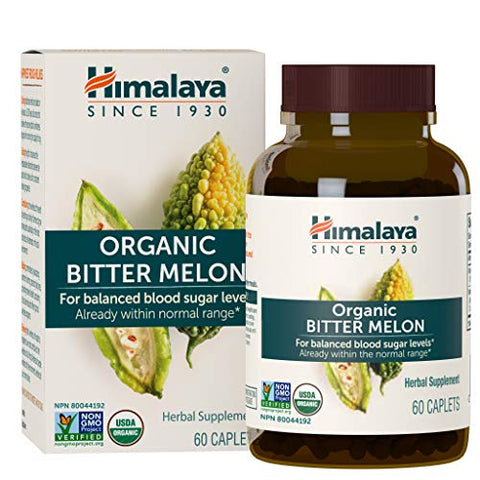 Suplemento Herbal de Melão Amargo/Karela Orgânico Himalaya, Suporte Glicêmico e Gerenciamento de Peso, Certificado Orgânico pelo USDA, Não-OGM, Vegano, 660 mg, 60 Cápsulas à Base de Plantas, 2 Pacotes