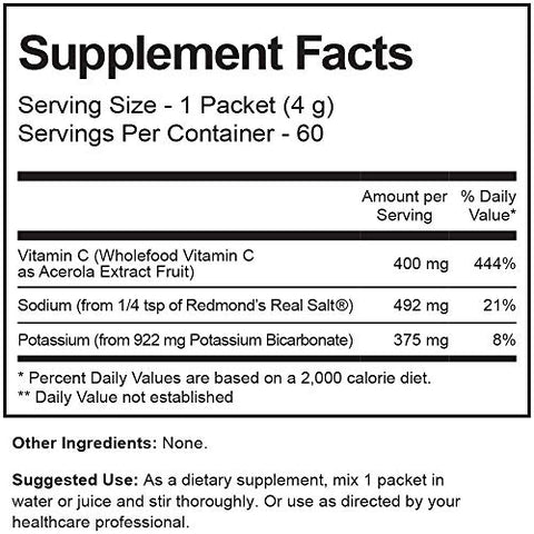 Jigsaw Health - Jigsaw Adrenal Cocktail™ Vitamina C Integral | com Bicarbonato de Potássio, Sal Marinho e Extrato de Acerola | 60 Pacotes | Marca Jigsaw