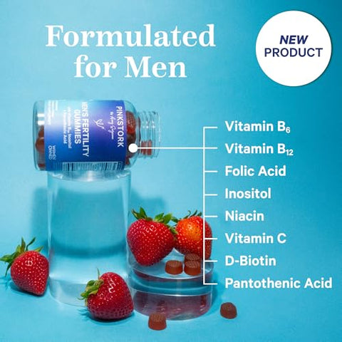 Pink Stork - Blue Stork Gummies Masculinos para Fertilidade – Vitaminas Pré-Natais para Homens, Suporte à Concepção para Ele – Saúde Reprodutiva, Equilíbrio Hormonal