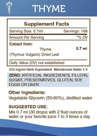 Secrets of the Tribe - Segredos da Tribo – Extrato Líquido de Tomilho Sem Álcool, Tintura de Folha Seca de Tomilho (Thymus Vulgaris) – 118 ml