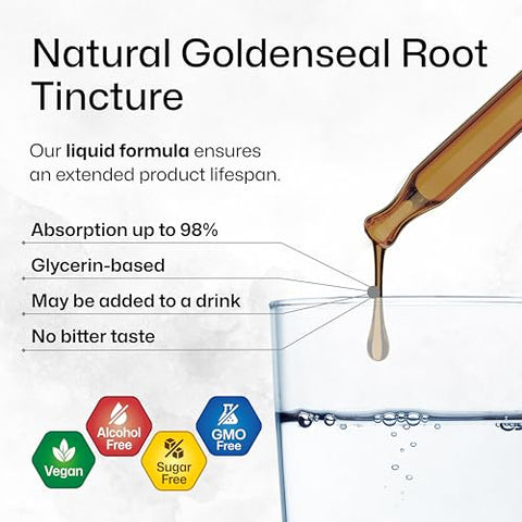 BIO KRAUTER - Extrato Líquido de Raiz de Hydrastis Canadensis – Tintura Vegana de Hydrastis – Suplemento de Erva Hydrastis – Extrato de Hydrastis Livre de Álcool – Gotas de Hydrastis Sem Açúcar – 118 ml