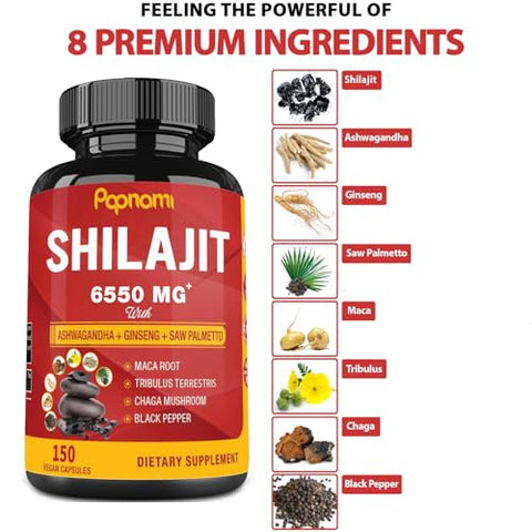 Papnami - Shilajit Himalaia Suplemento 6550mg para Homens – Energia e Vitalidade