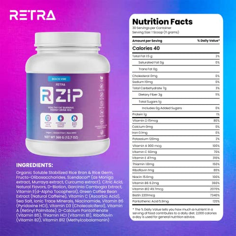Detox Cleanse Zip Canister – Energético Vegano e Sem Glúten para Apoiar um Sistema Imunológico Já Saudável, Melhorar a Saúde Intestinal e o Humor – Sabor Beach Vibe – 375g - RETRA