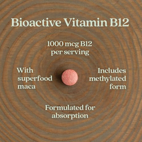 B12 Fermentado 1.000 mcg, Orgânico USDA, Diário para Energia Celular e Células Sanguíneas Saudáveis, Vegano Certificado, Sem Glúten – 60 Comprimidos - New Chapter