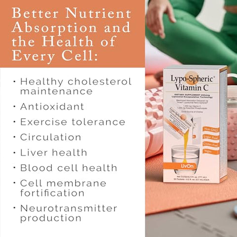 LivOn Laboratories - Lypo-Spheric Vitamina C – 1.000 mg de Vitamina C em Sachês – Marca Lypo-Spheric