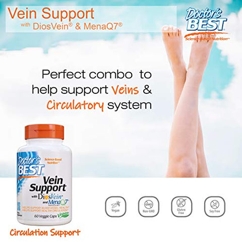 Doctor's BEST - Suporte para Veias Doctor’s Best com Diosvein – Fórmula Avançada para Saúde Vascular